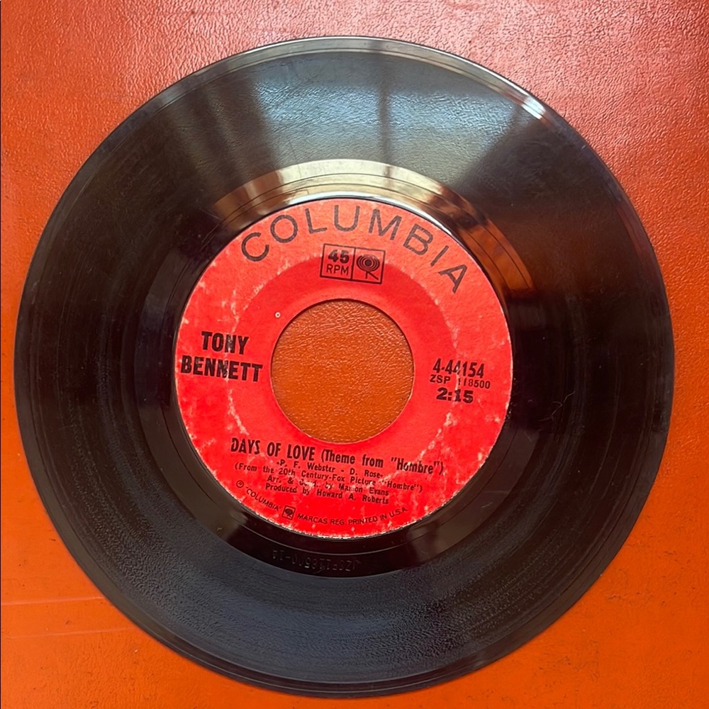 Tony Bennett 'Days of Love' Vinyl Record 45 rpm